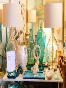 Seagreen bottles clear glass lamp